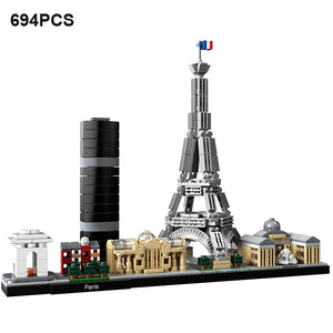 694PCS Arc De Triomphe Eiffel Tower Architecture Pairs Building Blocks 21044 Construction Set Toys Gift For Children Kids