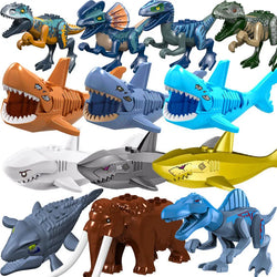 Animals Tiger Leopard Bear Elephant Caribbean Ghost Shark Dinosaurs Model Building Blocks Enlighten Figure Toys For Children