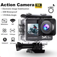 Action Camera 5K 4K60FPS EIS Wi-Fi Dual Screen 170D 2.0 Inch Touch Screen 30M Waterproof Sport Camera With Remote Control