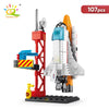 HUIQIBAO Mini Aviation Manned Rocket Model Building Blocks Space Aerospace Station Bricks City Construction Toys for Children